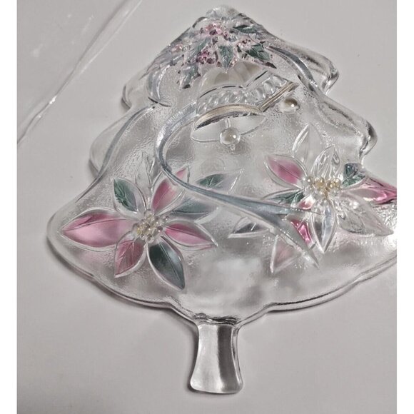 Vintage Mikasa Candy Dish Tree Shaped Poinsettia And Bells 7 1/2" x 6 3/4" - Picture 5 of 9
